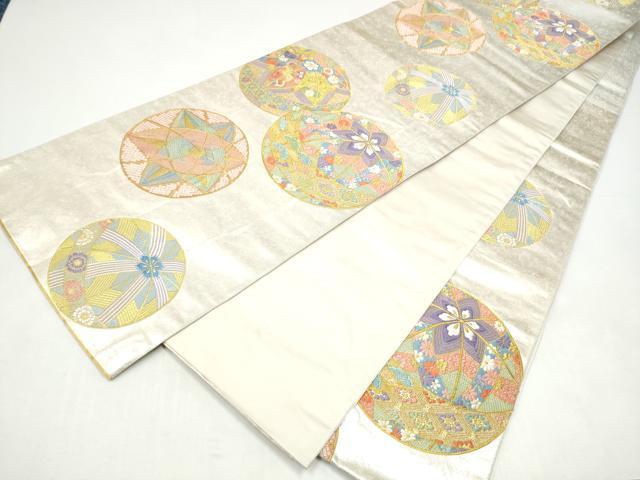 平和屋着物●六通柄袋帯　唐織　花毬文　金糸　正絹　逸品　CABI8843hy