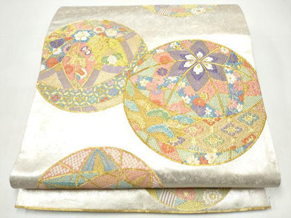 平和屋着物●六通柄袋帯　唐織　花毬文　金糸　正絹　逸品　CABI8843hy
