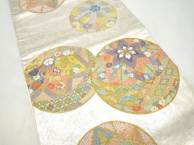 平和屋着物●六通柄袋帯　唐織　花毬文　金糸　正絹　逸品　CABI8843hy