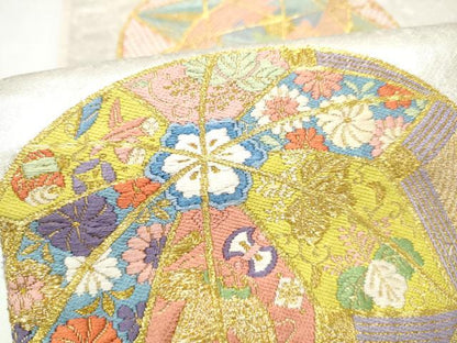 平和屋着物●六通柄袋帯　唐織　花毬文　金糸　正絹　逸品　CABI8843hy