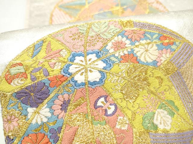 平和屋着物●六通柄袋帯　唐織　花毬文　金糸　正絹　逸品　CABI8843hy