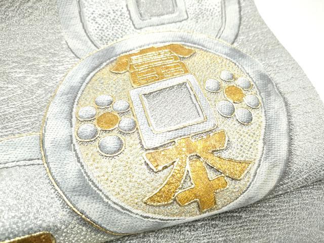 平和屋着物●六通柄袋帯　黄金繭　富本銭　金彩　正絹　逸品　未使用　CABI8845hy