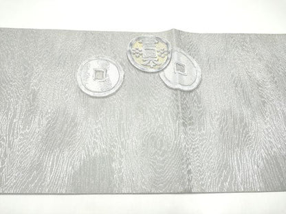 平和屋着物●六通柄袋帯　黄金繭　富本銭　金彩　正絹　逸品　未使用　CABI8845hy