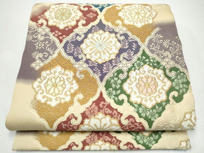 平和屋着物●六通柄袋帯　唐織　花唐草文　正絹　逸品　CABI8852hy