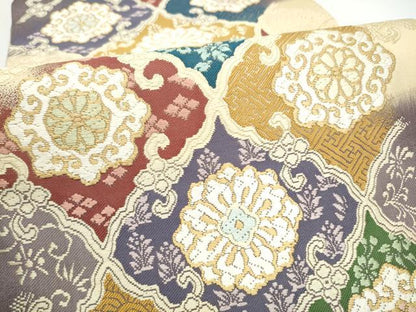 平和屋着物●六通柄袋帯　唐織　花唐草文　正絹　逸品　CABI8852hy