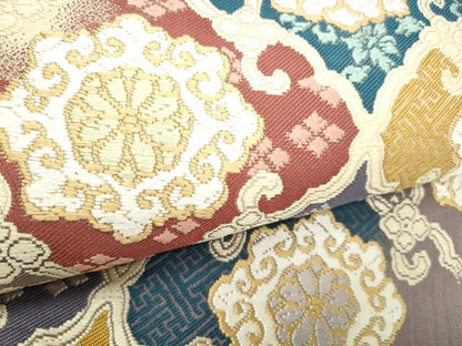 平和屋着物●六通柄袋帯　唐織　花唐草文　正絹　逸品　CABI8852hy