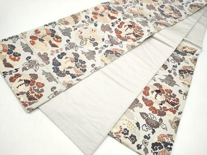 平和屋着物●六通柄袋帯　唐織　龍　花鳥丸文　金糸　正絹　逸品　CABI8853hy