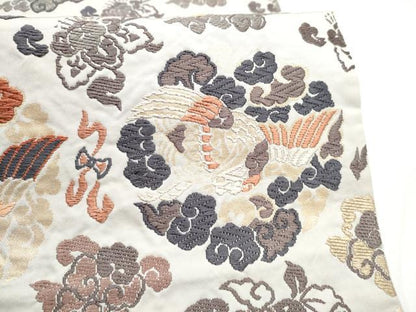 平和屋着物●六通柄袋帯　唐織　龍　花鳥丸文　金糸　正絹　逸品　CABI8853hy