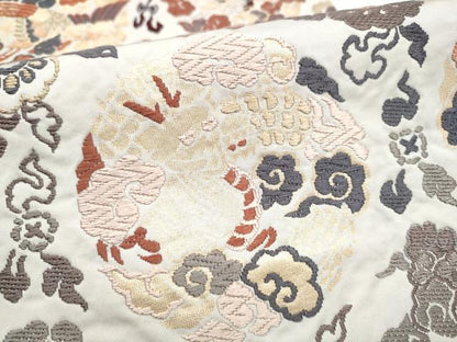 平和屋着物●六通柄袋帯　唐織　龍　花鳥丸文　金糸　正絹　逸品　CABI8853hy