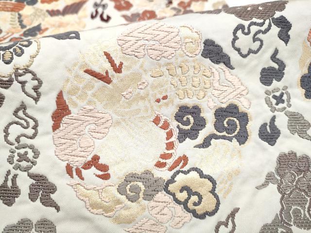 平和屋着物●六通柄袋帯　唐織　龍　花鳥丸文　金糸　正絹　逸品　CABI8853hy