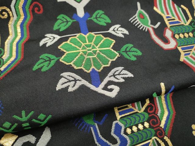 平和屋着物●六通柄京袋　本袋帯　有栖川鳳凰文　黒地　金糸　正絹　逸品　CABI8854hy