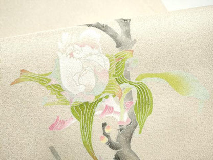 平和屋着物●本加賀友禅作家　矢田博　太鼓柄袋帯　綴れ　枝花文　金糸　正絹　逸品　CABI8856hy