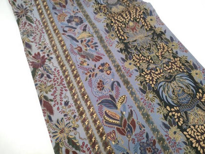 平和屋着物●塩瀬　九寸開き名古屋帯　更紗花鳥文　金彩　正絹　逸品　CABI8858hy