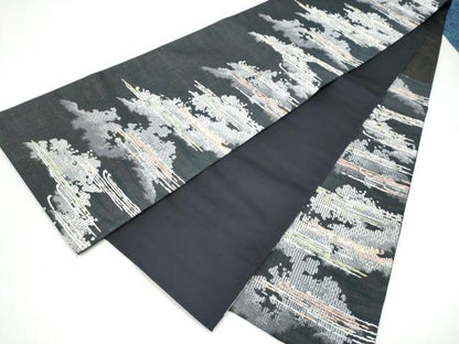平和屋着物●六通柄袋帯　霞文　金糸　正絹　逸品　CABI8861hy
