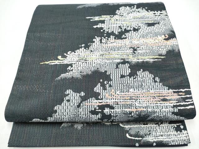 平和屋着物●六通柄袋帯　霞文　金糸　正絹　逸品　CABI8861hy