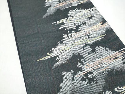 平和屋着物●六通柄袋帯　霞文　金糸　正絹　逸品　CABI8861hy