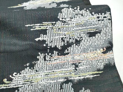 平和屋着物●六通柄袋帯　霞文　金糸　正絹　逸品　CABI8861hy