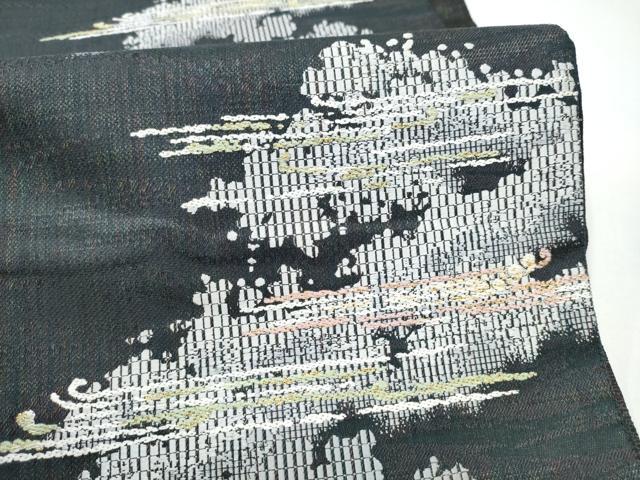 平和屋着物●六通柄袋帯　霞文　金糸　正絹　逸品　CABI8861hy