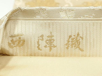 平和屋着物●西陣織　陰山織物謹製　箔屋清兵衛　六通柄袋帯　牡丹唐草文　金糸　正絹　逸品　CABI8864hy