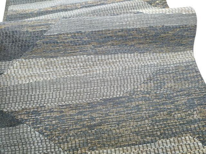 平和屋着物●六通柄袋帯　本泥染　彩かさね　金糸　正絹　逸品　CABI8866hy