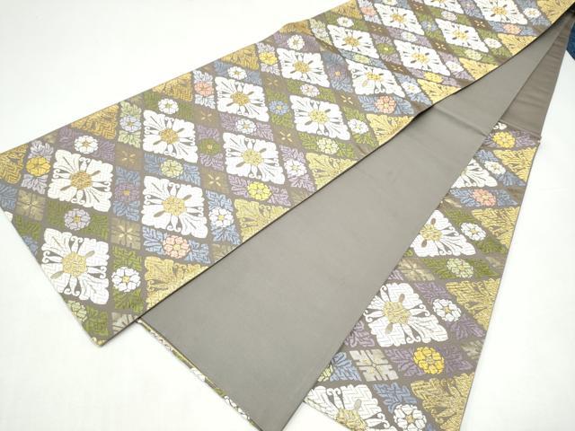 平和屋着物●六通柄袋帯　唐織　花飾菱文　金糸　正絹　逸品　CABI8867hy