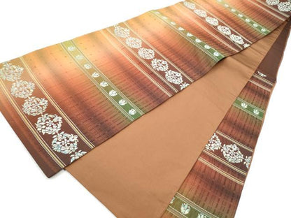 平和屋着物●六通柄袋帯　横段花文　正絹　逸品　CABI8868hy