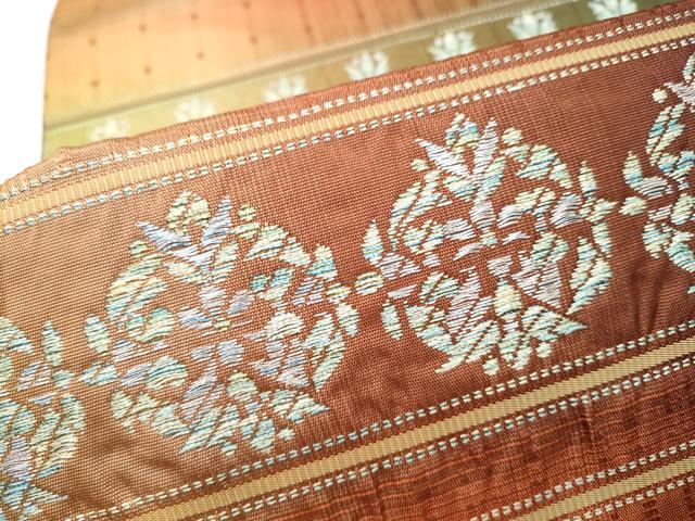 平和屋着物●六通柄袋帯　横段花文　正絹　逸品　CABI8868hy