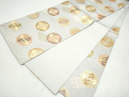 平和屋着物●六通柄袋帯　唐織　鴛鴦花菱文　金糸　正絹　逸品　CABI8872hy