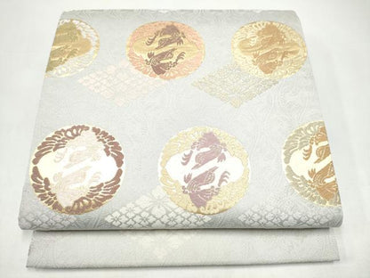 平和屋着物●六通柄袋帯　唐織　鴛鴦花菱文　金糸　正絹　逸品　CABI8872hy