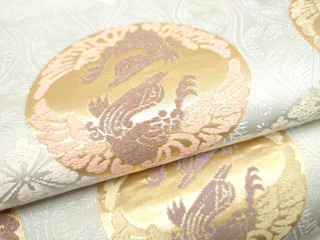 平和屋着物●六通柄袋帯　唐織　鴛鴦花菱文　金糸　正絹　逸品　CABI8872hy