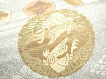 平和屋着物●六通柄袋帯　唐織　鴛鴦花菱文　金糸　正絹　逸品　CABI8872hy