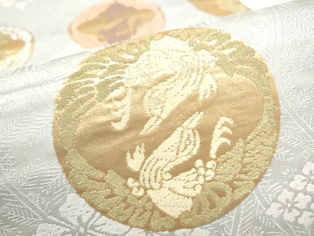 平和屋着物●六通柄袋帯　唐織　鴛鴦花菱文　金糸　正絹　逸品　CABI8872hy