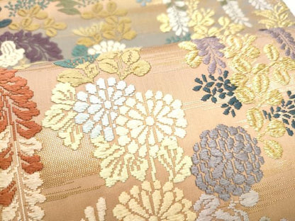 平和屋着物●六通柄袋帯　唐織　草花文　金糸　正絹　逸品　CABI8880hy