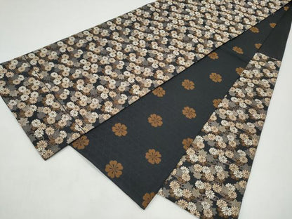 平和屋着物●人形作家　稲邉智津子　両面　六通柄袋帯　唐織　菊　正絹　逸品　CABI8881hy