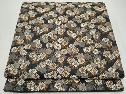 平和屋着物●人形作家　稲邉智津子　両面　六通柄袋帯　唐織　菊　正絹　逸品　CABI8881hy