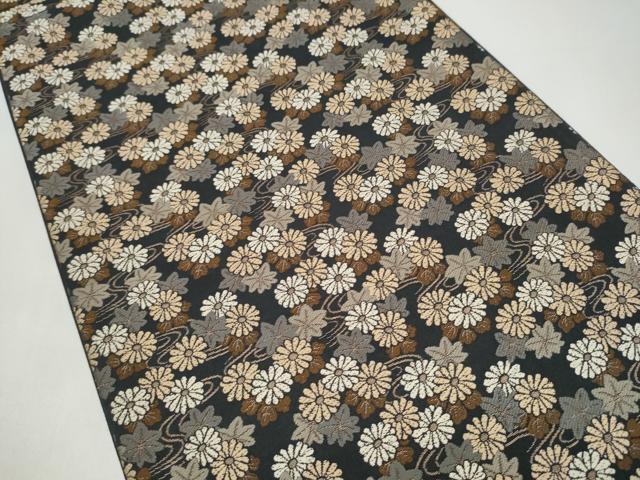 平和屋着物●人形作家　稲邉智津子　両面　六通柄袋帯　唐織　菊　正絹　逸品　CABI8881hy