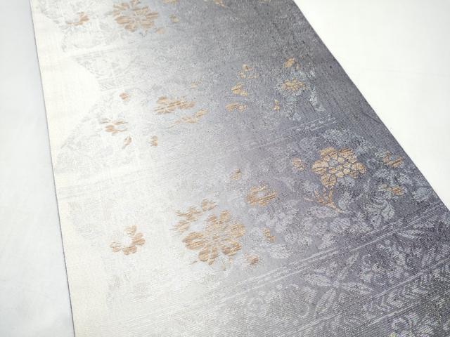 平和屋着物●六通柄袋帯　工藝三昧　草花文　銀糸　正絹　逸品　CABI8886hy