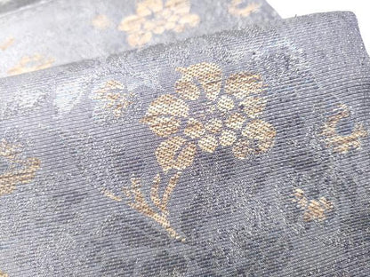 平和屋着物●六通柄袋帯　工藝三昧　草花文　銀糸　正絹　逸品　CABI8886hy