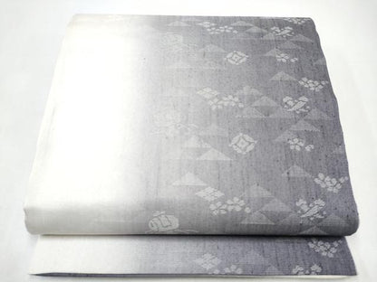平和屋着物●六通柄袋帯　工藝三昧　草花文　銀糸　正絹　逸品　CABI8886hy