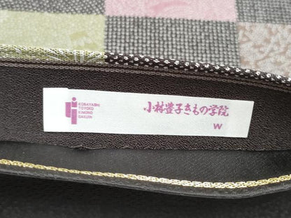 平和屋着物●六通柄袋帯　伝統工芸極型織　市松草花文　正絹　逸品　CABI8888hy