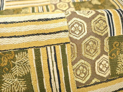 平和屋着物●六通柄袋帯　亀甲松葉文　金糸　正絹　逸品　CABI8889hy