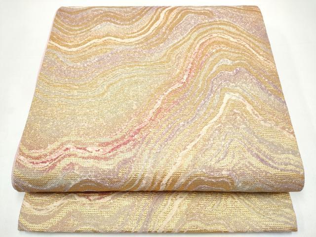平和屋着物●全通柄袋帯　流水文　金糸　正絹　逸品　CABI8890hy