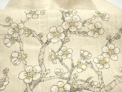 平和屋着物●九寸名古屋帯　手描き　紬地　枝梅文　正絹　逸品　CABI8895hy
