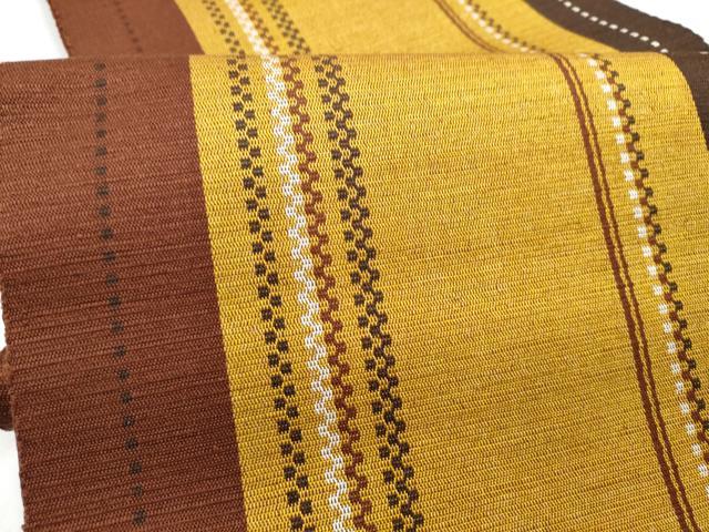 平和屋着物●本場黄八丈　紬　八寸名古屋帯　間道　正絹　逸品　CABI8897hy