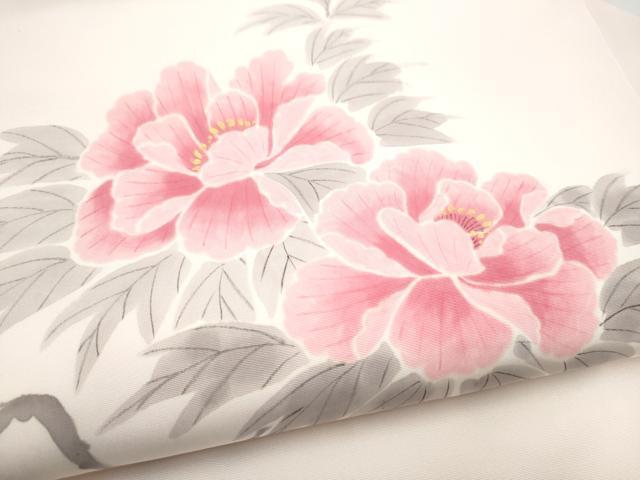 平和屋着物●九寸名古屋帯　作家物　手描き　枝牡丹　金彩　正絹　逸品　CABI8898hy
