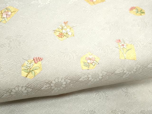 平和屋着物●九寸名古屋帯　刺繍　草花文　金彩　正絹　逸品　CABI8899hy