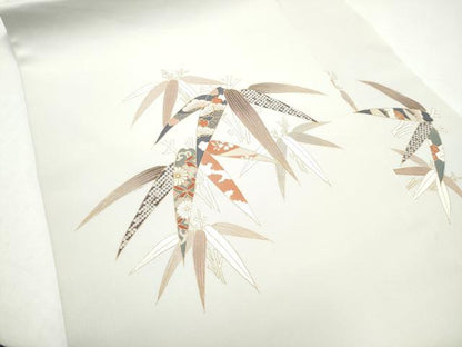 平和屋着物●塩瀬　九寸名古屋帯　駒刺繍　草花文　金彩　正絹　逸品　CABI8903hy