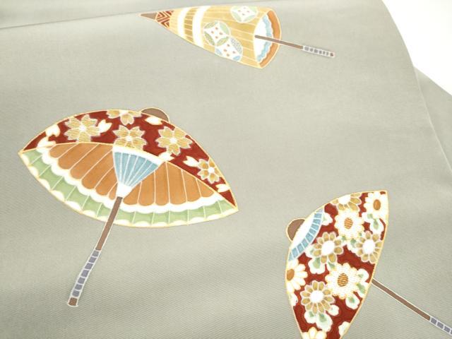 平和屋着物●塩瀬　九寸名古屋帯　刺繍　番傘　金彩　正絹　逸品　CABI8904hy