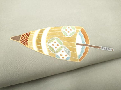平和屋着物●塩瀬　九寸名古屋帯　刺繍　番傘　金彩　正絹　逸品　CABI8904hy