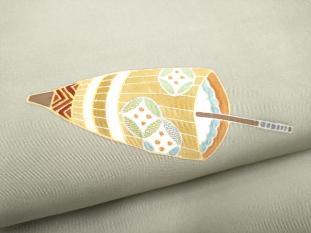 平和屋着物●塩瀬　九寸名古屋帯　刺繍　番傘　金彩　正絹　逸品　CABI8904hy